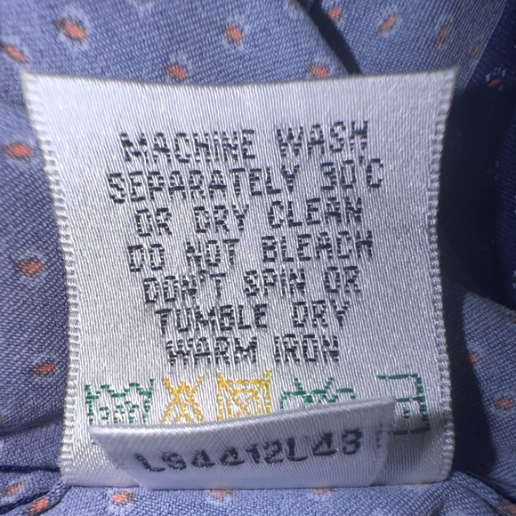 Bugatchi men's button down shirt. Blue with dotted design. NO SIZE TAG EUC - Picture 11 of 11